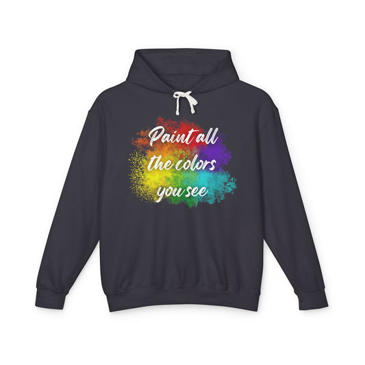 Colorful Artistic Hooded Sweatshirt - Inspirational Gift, Unisex Pullover, Cozy Layer for Art Lovers, Birthday, Casual Wear, Pastel Design
