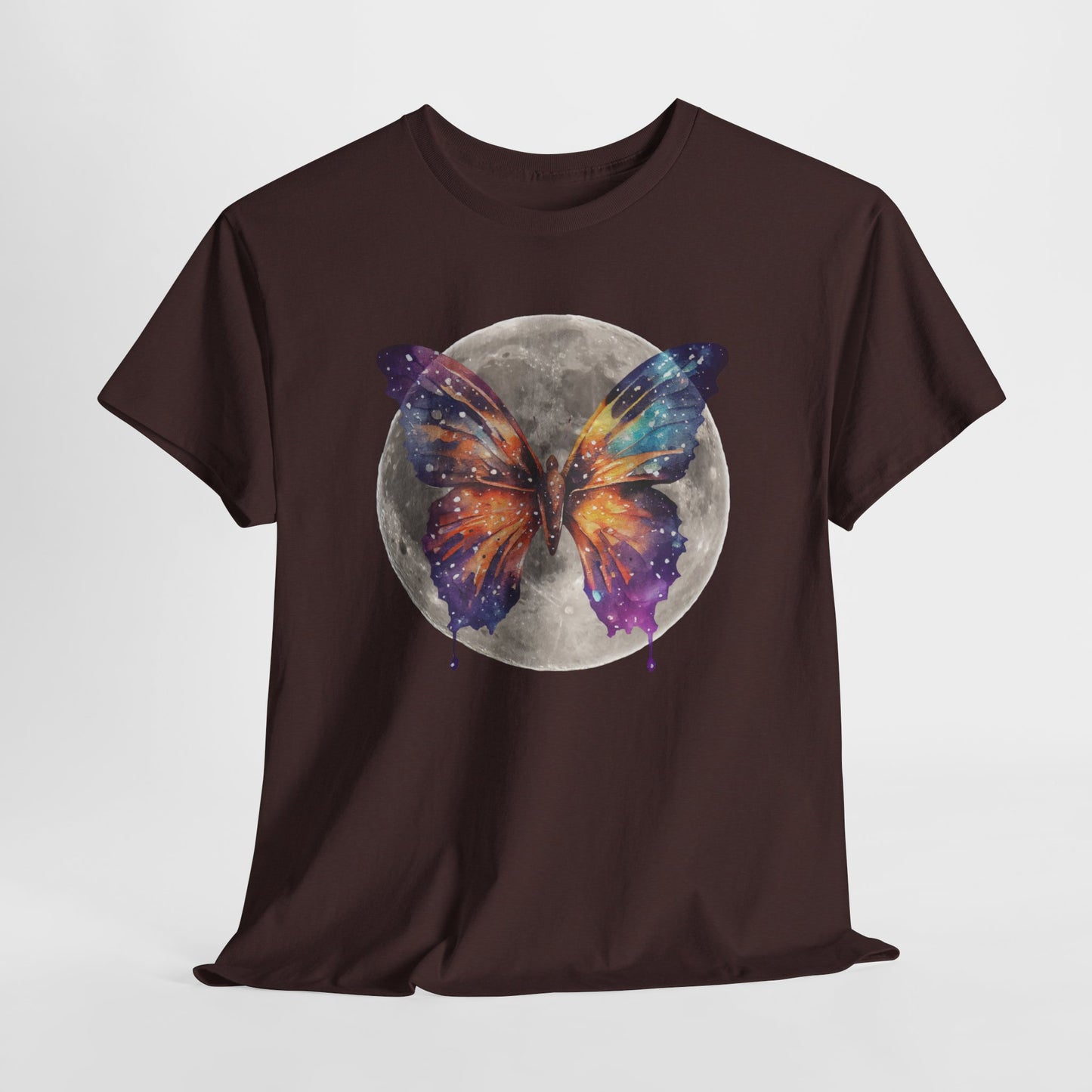 Galactic Butterfly Unisex Heavy Cotton Tee | Cosmic Shirt, Nature Lover Gift, Butterfly Design, Boho Style Apparel, Celestial Fashion
