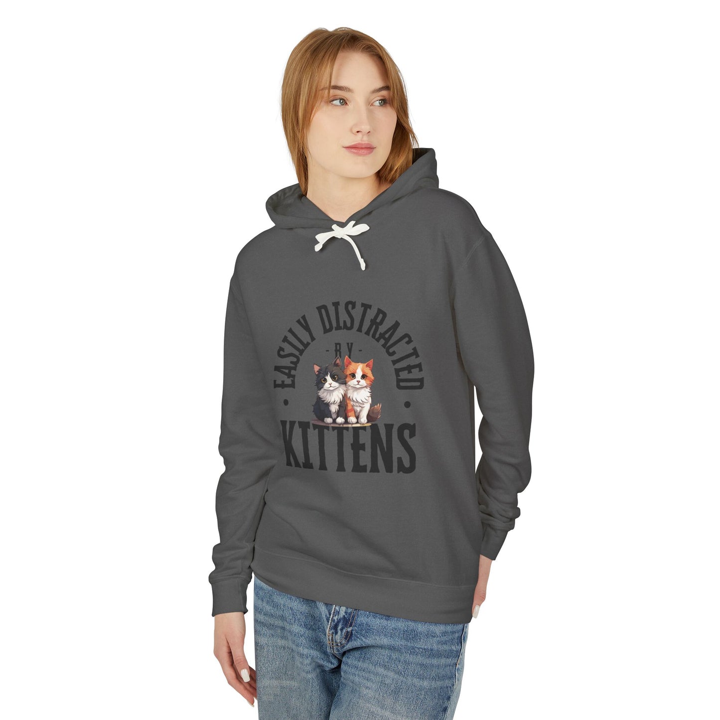 Easily Distracted Kittens Hoodie, Funny Animal Sweatshirt, Cat Lover Gift, Lightweight Pullover, Cute Pet Apparel