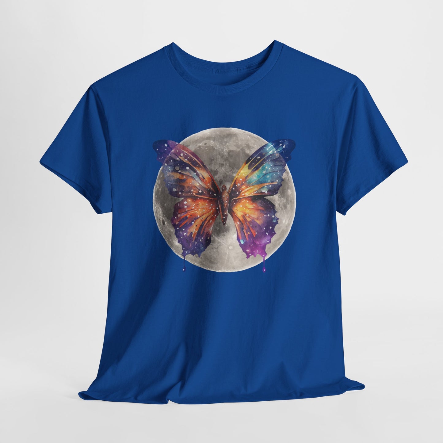 Galactic Butterfly Unisex Heavy Cotton Tee | Cosmic Shirt, Nature Lover Gift, Butterfly Design, Boho Style Apparel, Celestial Fashion