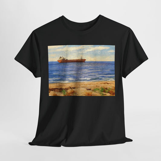 Coastal Scene Unisex Heavy Cotton Tee - Perfect for Beach Lovers