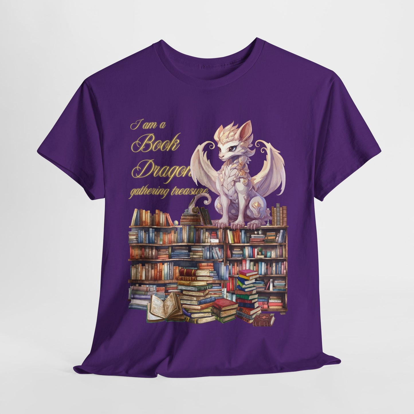 Book Dragon Unisex Heavy Cotton Tee - Perfect for Literature Lovers