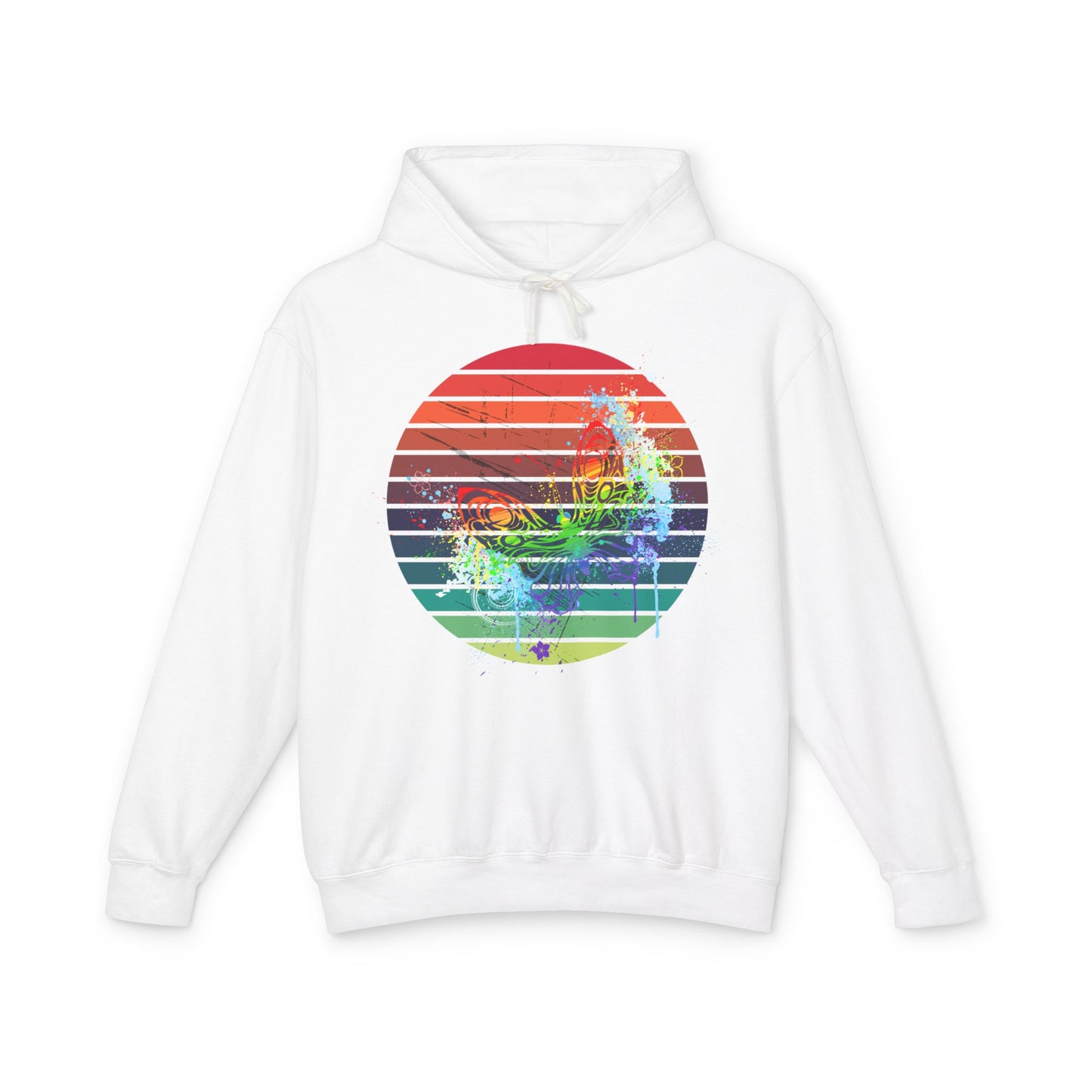 Vibrant Sunset Hoodie, Unisex Lightweight Pullover, Casual Wear, Gift for Him or Her, Summer Fashion, Beach Vibes