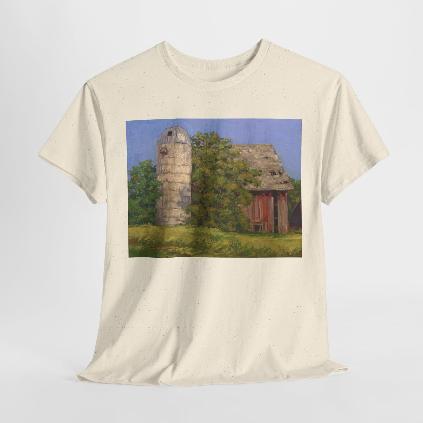Unisex Heavy Cotton Tee - Vintage Barn Art Tee for Country Living Enthusiasts