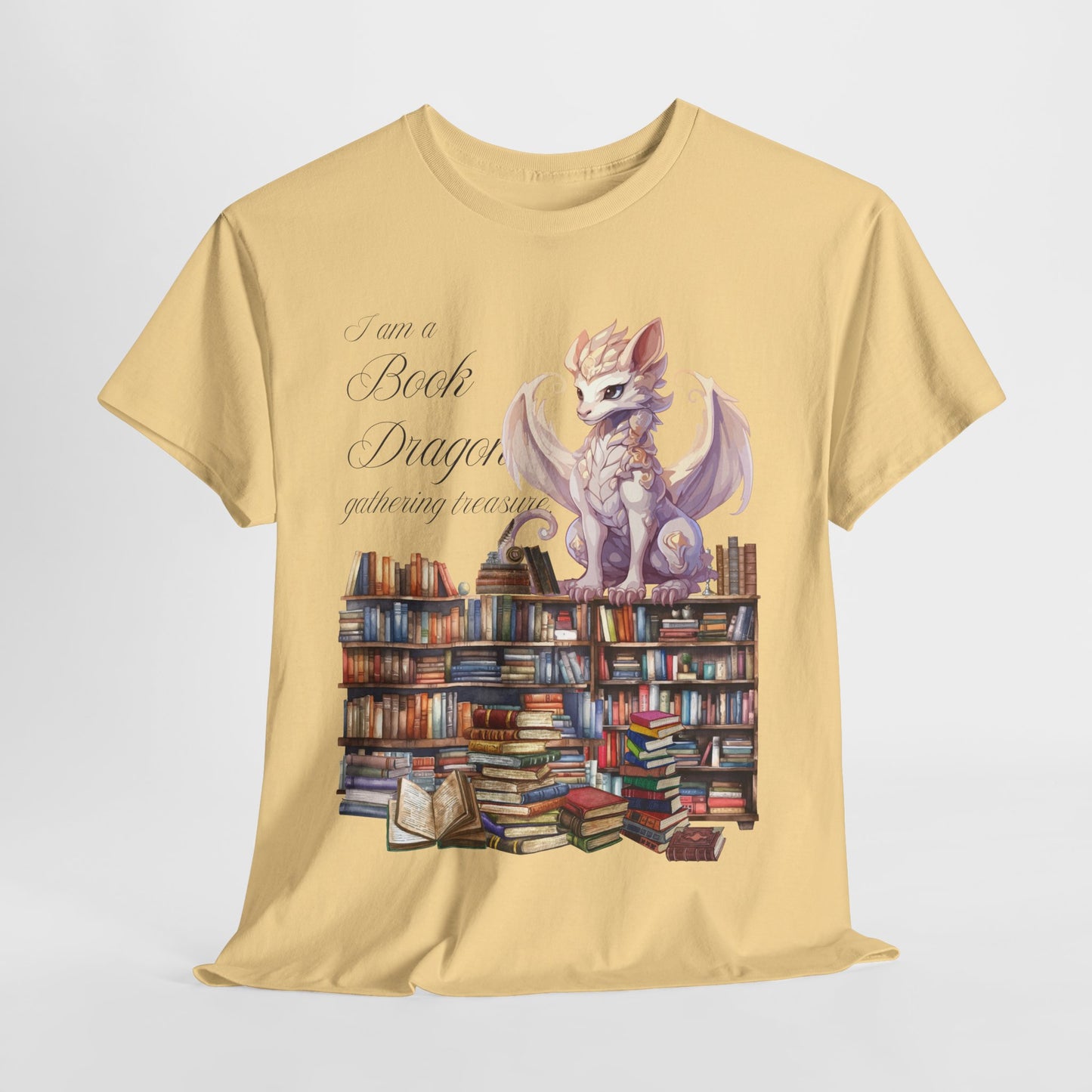 Book Dragon Unisex Heavy Cotton Tee - Perfect for Book Lovers