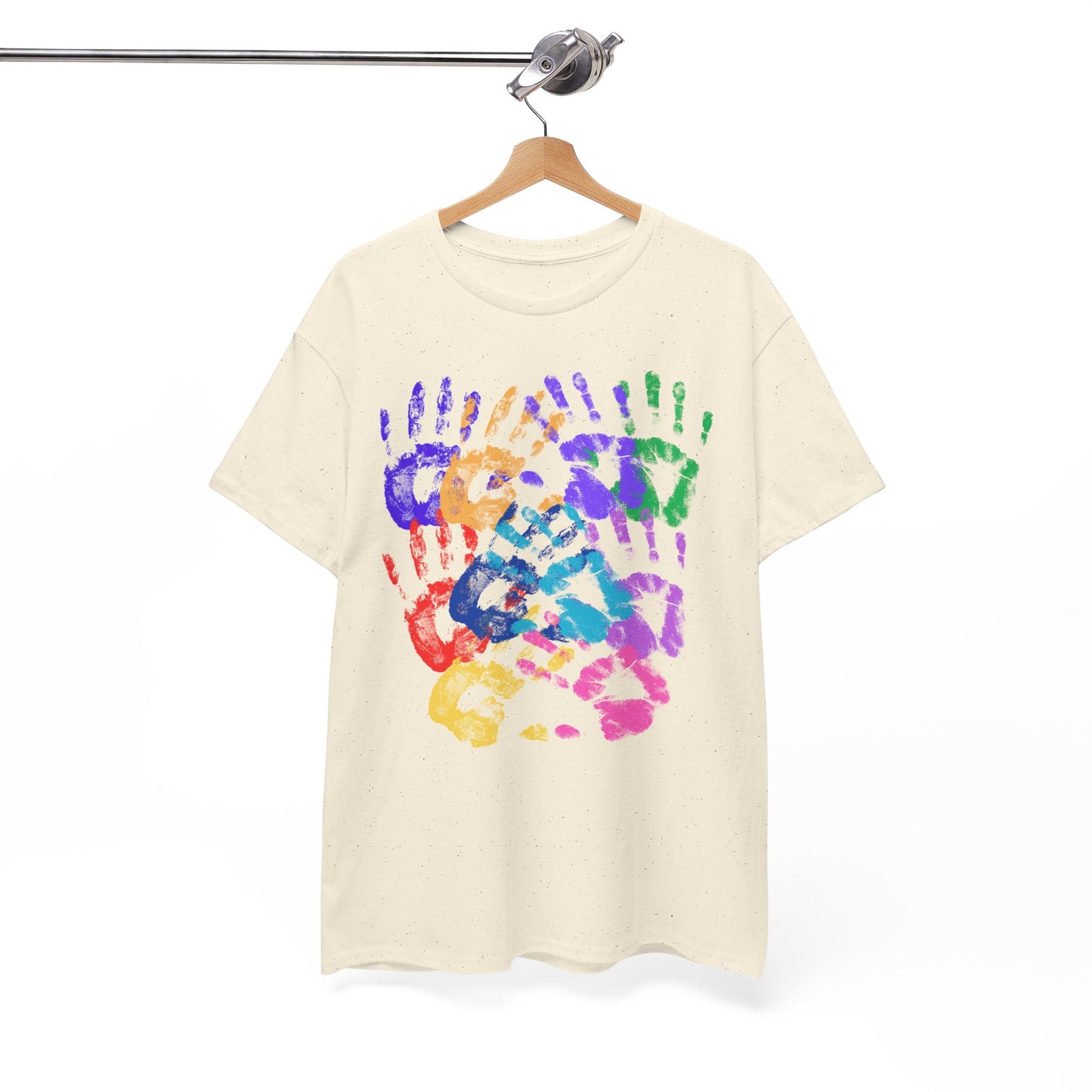 Colorful Handprint Unisex Heavy Cotton Tee - Perfect for Family Celebrations and Kids' Events