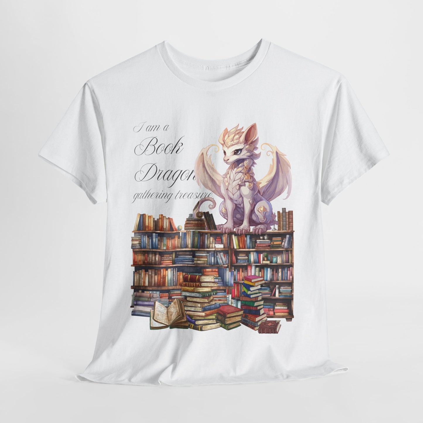 Book Dragon Unisex Heavy Cotton Tee - Perfect for Book Lovers