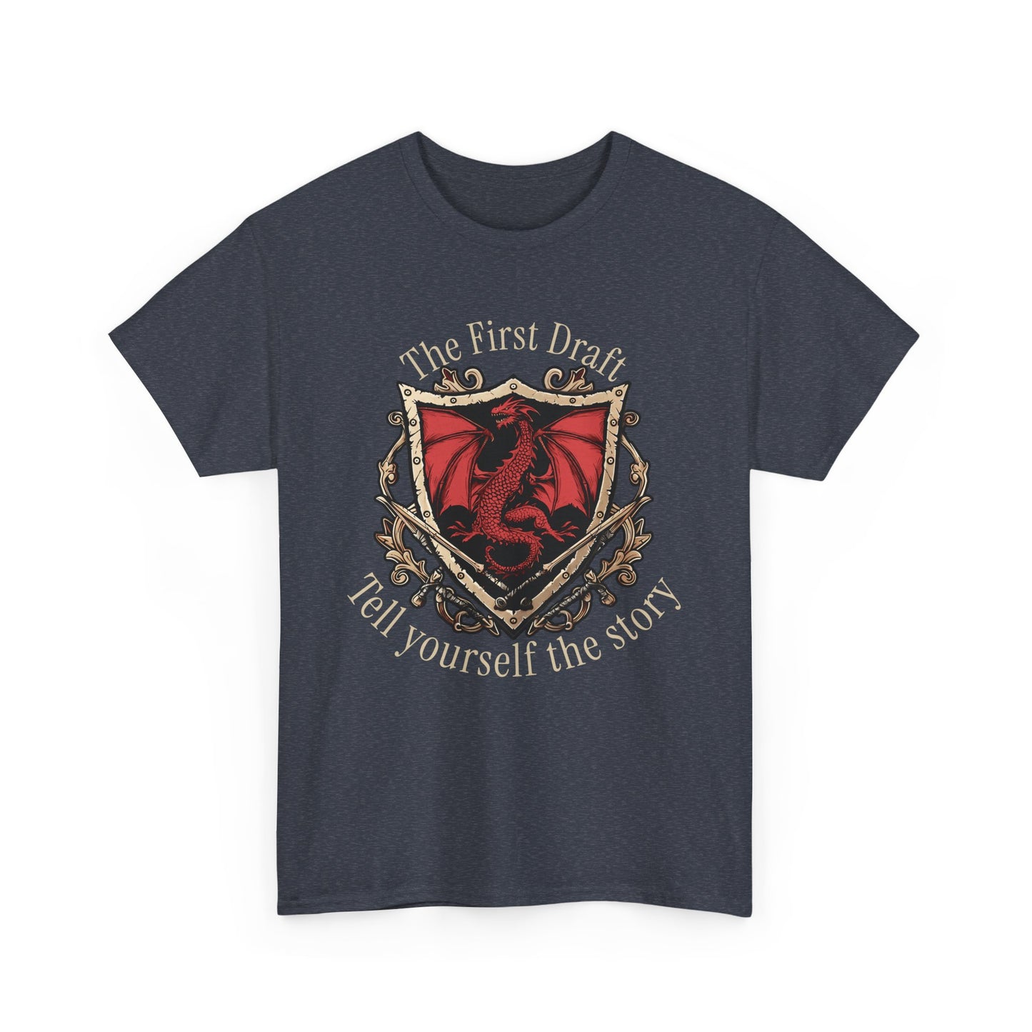 The First Draft Dragon Unisex Heavy Cotton Tee - Creative Storyteller Shirt