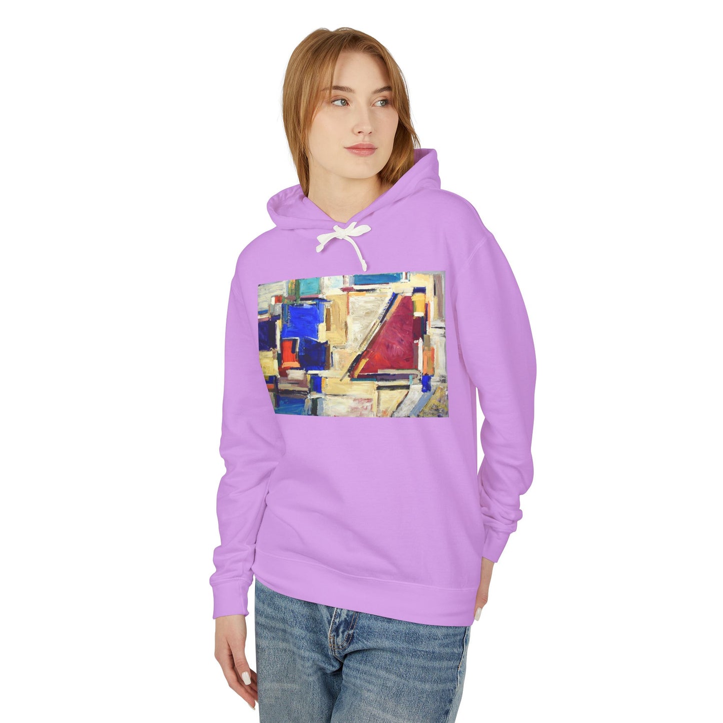 Artistic Unisex Lightweight Hooded Sweatshirt, Unique Gift, Cozy Layer, Summer Style, Casual Wear, Abstract Print