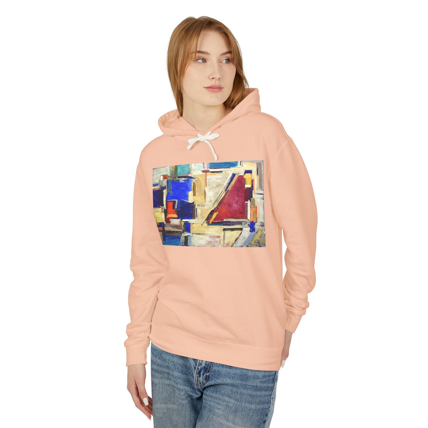 Artistic Unisex Lightweight Hooded Sweatshirt, Unique Gift, Cozy Layer, Summer Style, Casual Wear, Abstract Print