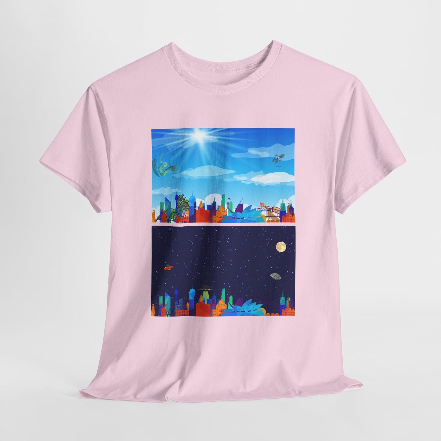 Scenic Dual Fantasy and SciFi Landscape Unisex Heavy Cotton Tee