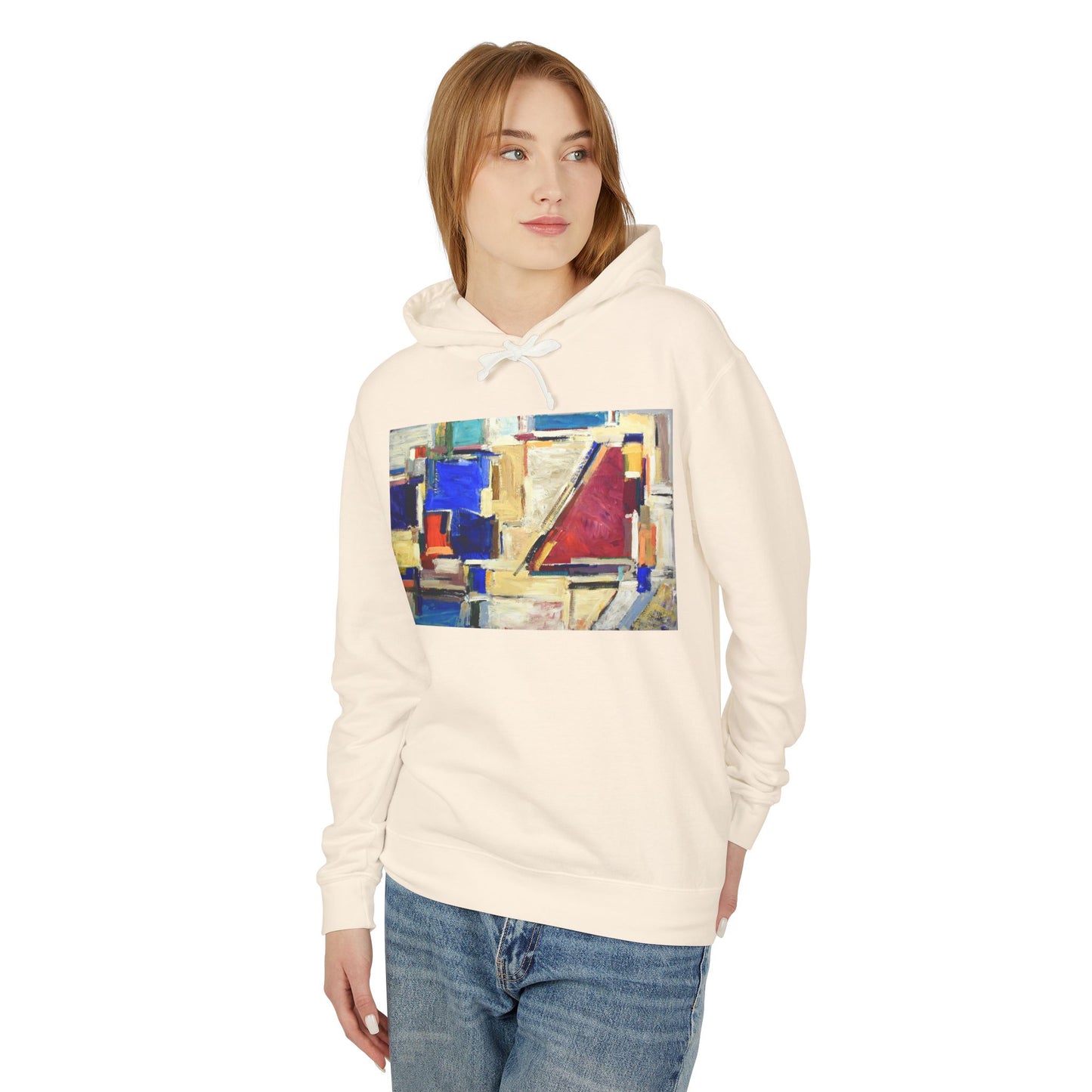 Artistic Unisex Lightweight Hooded Sweatshirt, Unique Gift, Cozy Layer, Summer Style, Casual Wear, Abstract Print