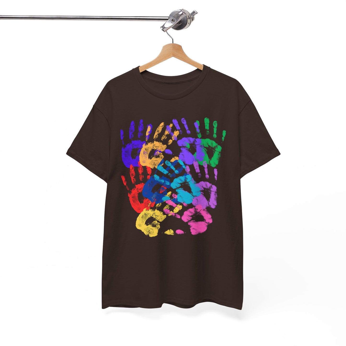 Colorful Handprint Unisex Heavy Cotton Tee - Perfect for Family Celebrations and Kids' Events