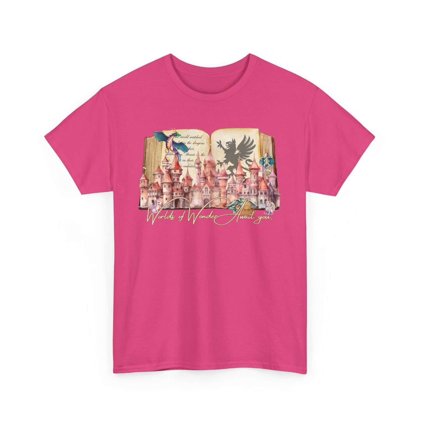 Magical Adventure Unisex Heavy Cotton Tee - Fantasy Castle & Creatures Design