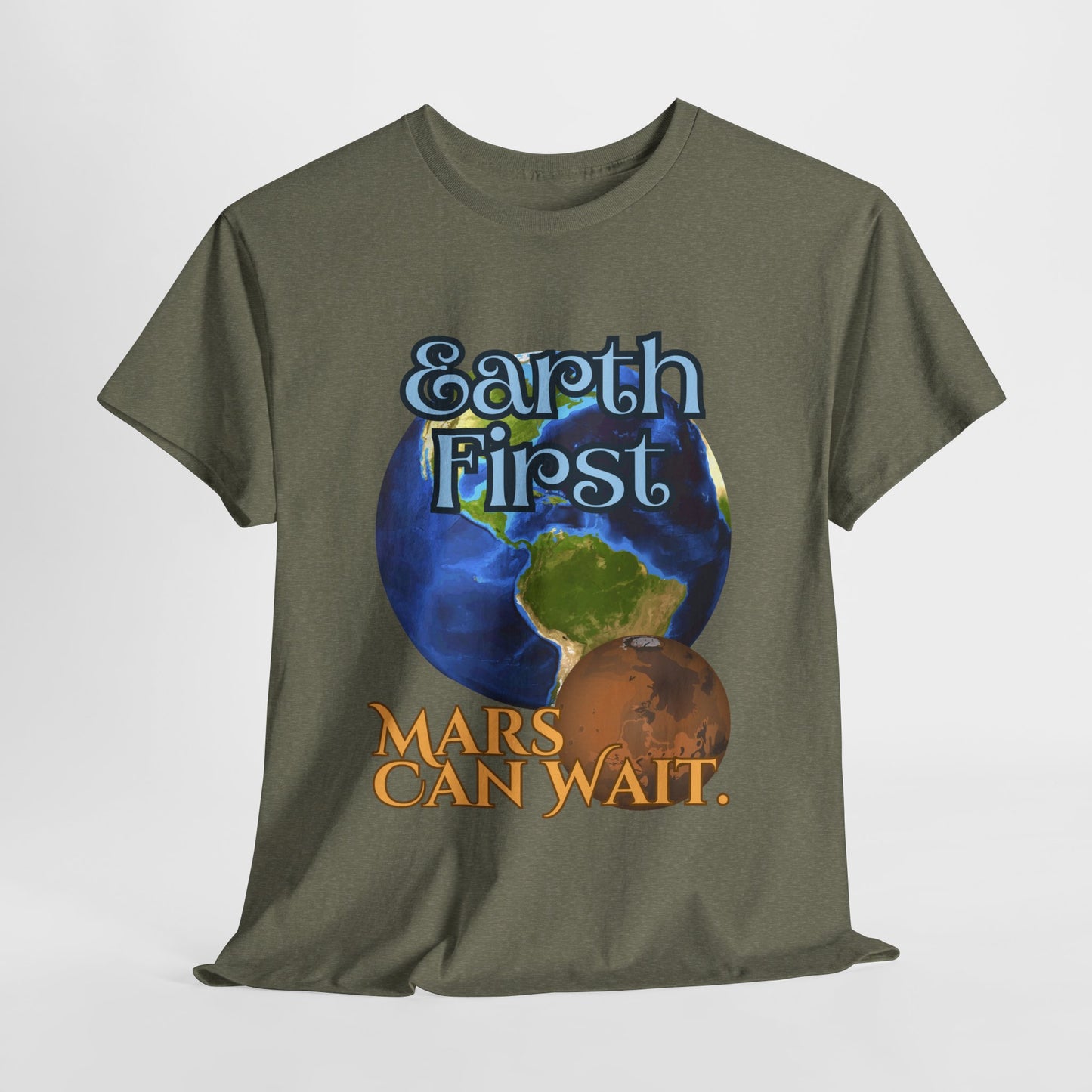 Earth First Unisex Heavy Cotton Tee - Eco-Friendly Graphic T-Shirt