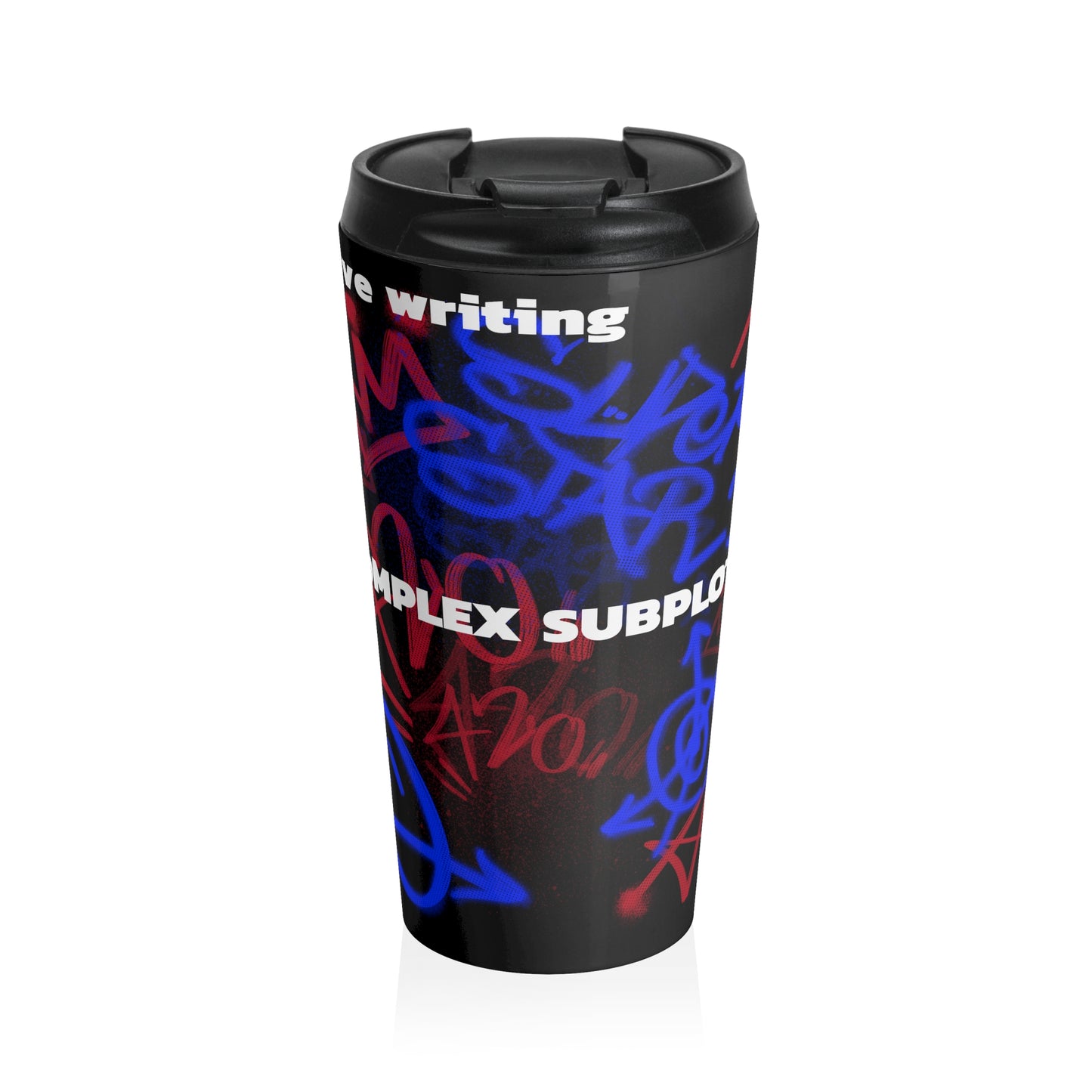 Graffiti Street Art Stainless Steel Travel Mug — "Complex Subplot" Urban Coffee Tumbler