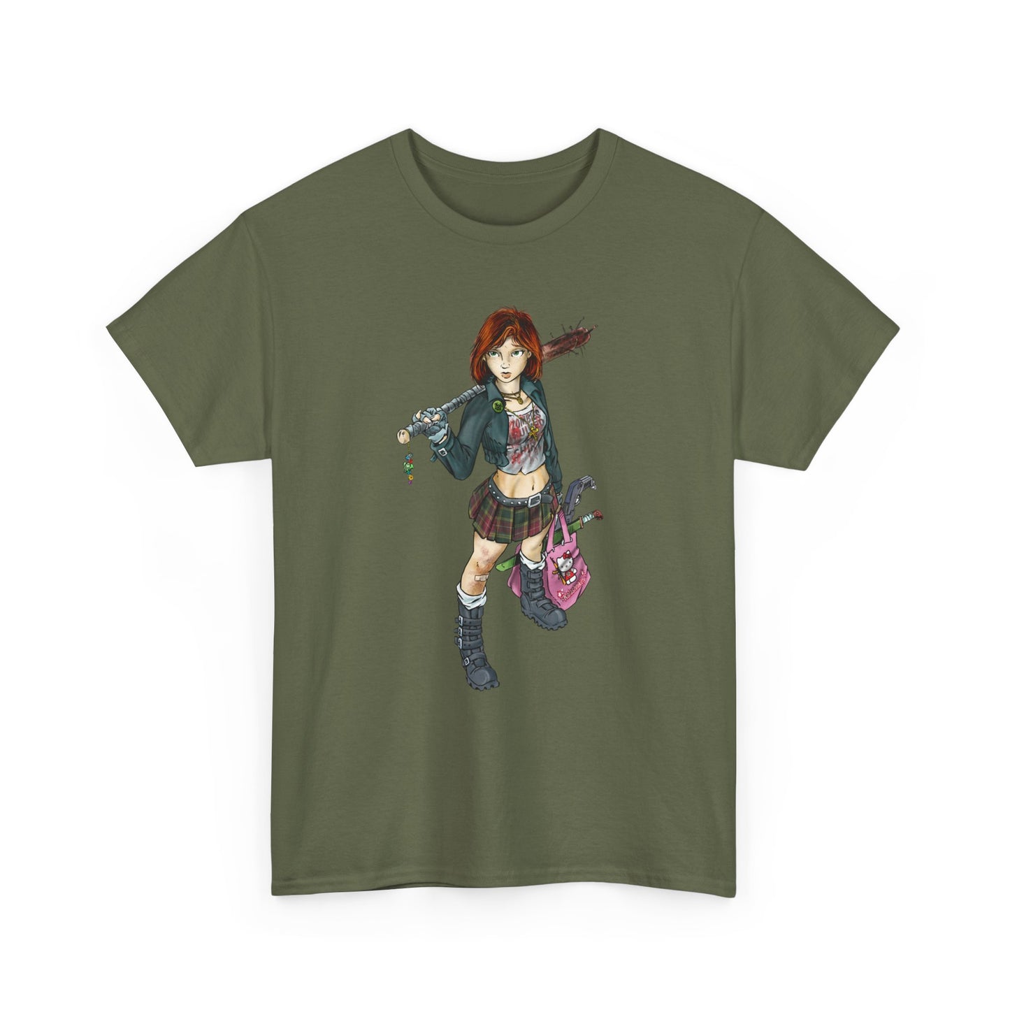 Punk Zombie Hunter Girl Illustration Shirt