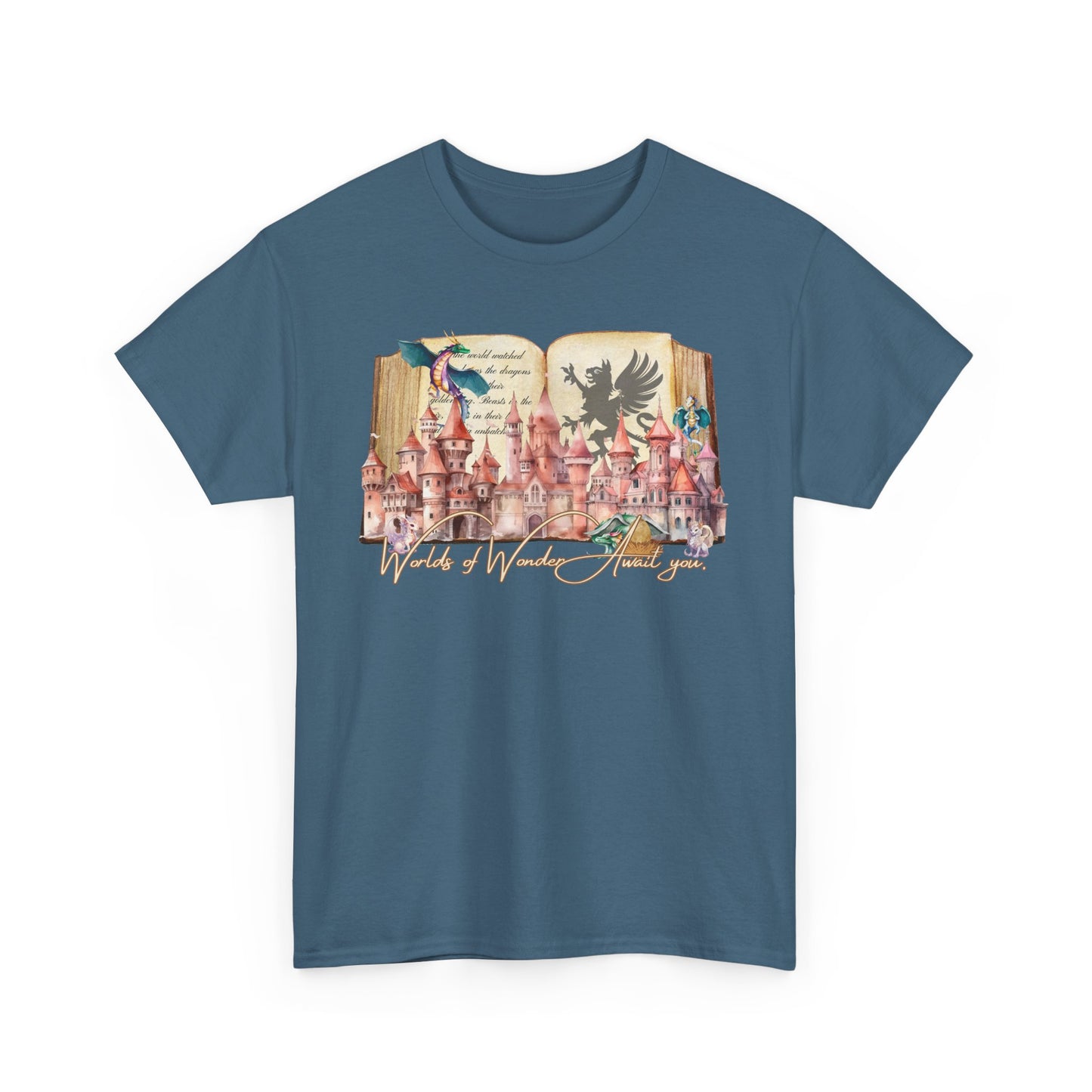 Magical Adventure Unisex Heavy Cotton Tee - Fantasy Castle & Creatures Design