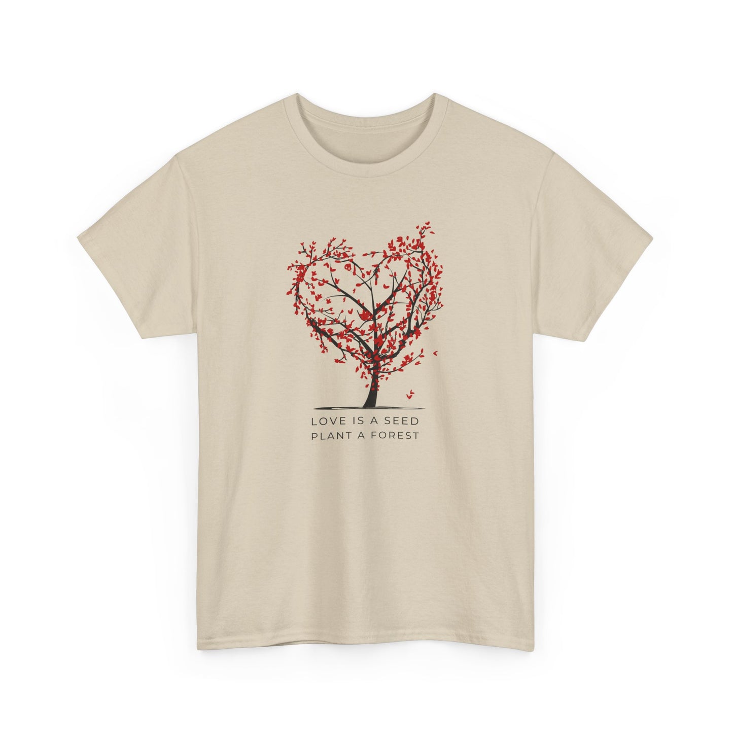 Love is a Seed Unisex Heavy Cotton Tee - Eco-Friendly Heart Tree Design