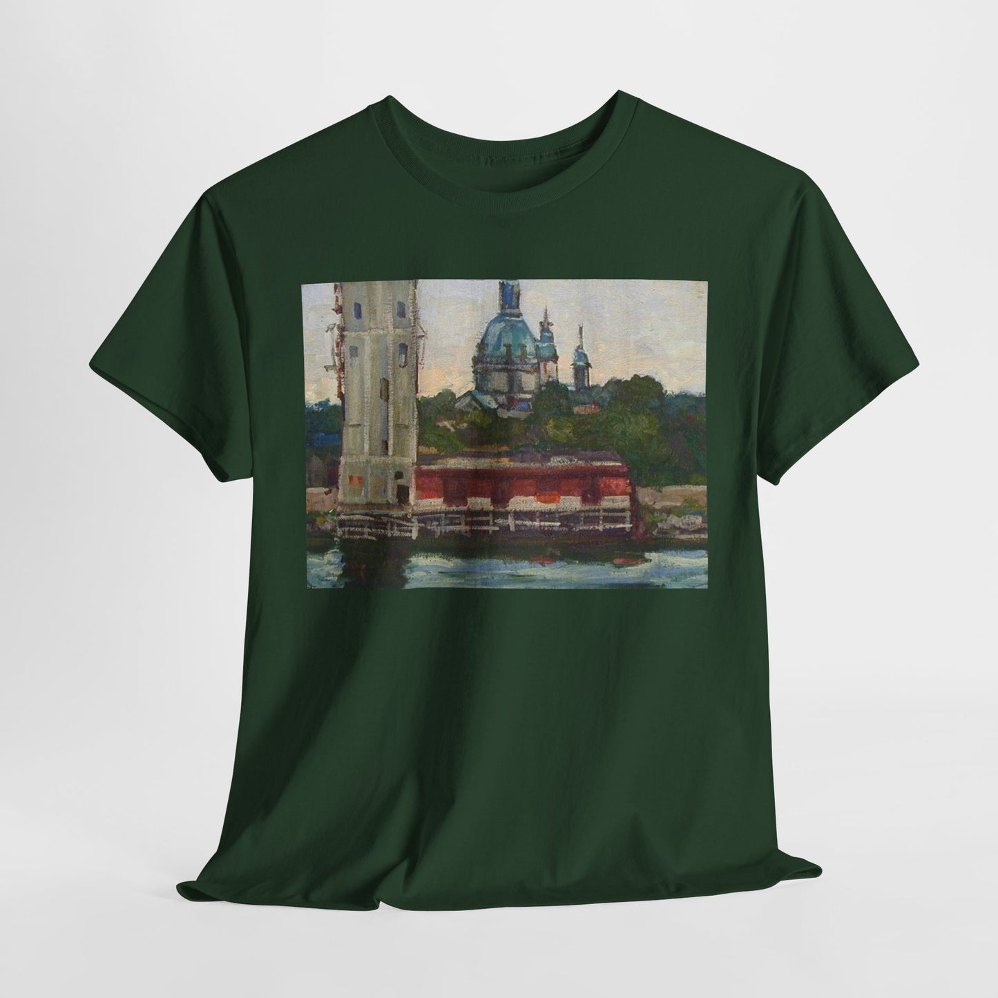 Artistic Unisex Heavy Cotton Tee - Vintage Inspired Scenic Design