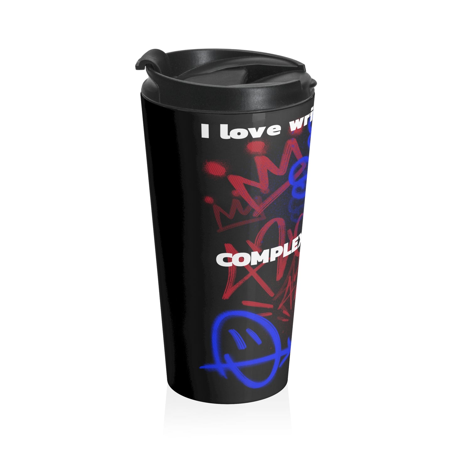 Graffiti Street Art Stainless Steel Travel Mug — "Complex Subplot" Urban Coffee Tumbler