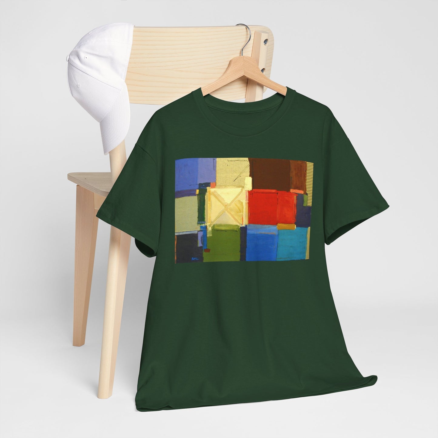 Artistic Color Block Unisex Heavy Cotton Tee - Casual Vibe for Creative Souls