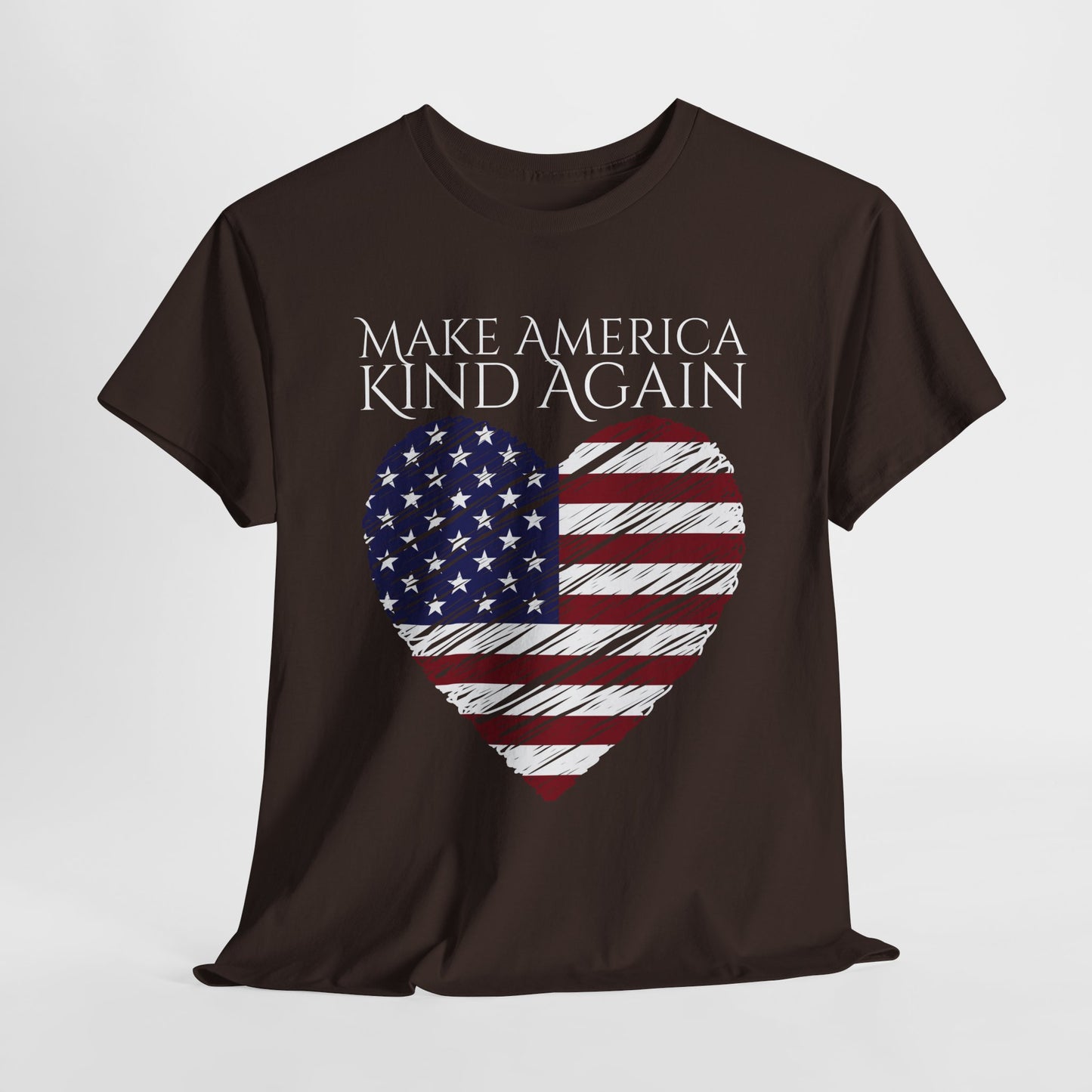 Make America Kind Again Unisex Heavy Cotton Tee - Patriotic Heart Design
