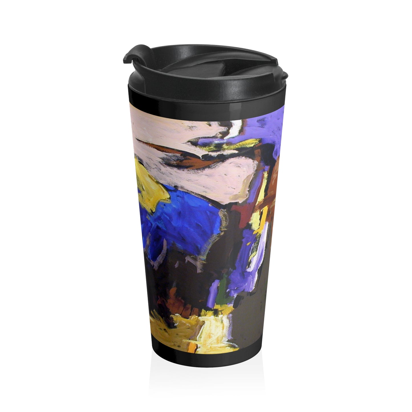 Travel Mug — Colorful Abstract Musician Artwork Stainless Steel Tumbler