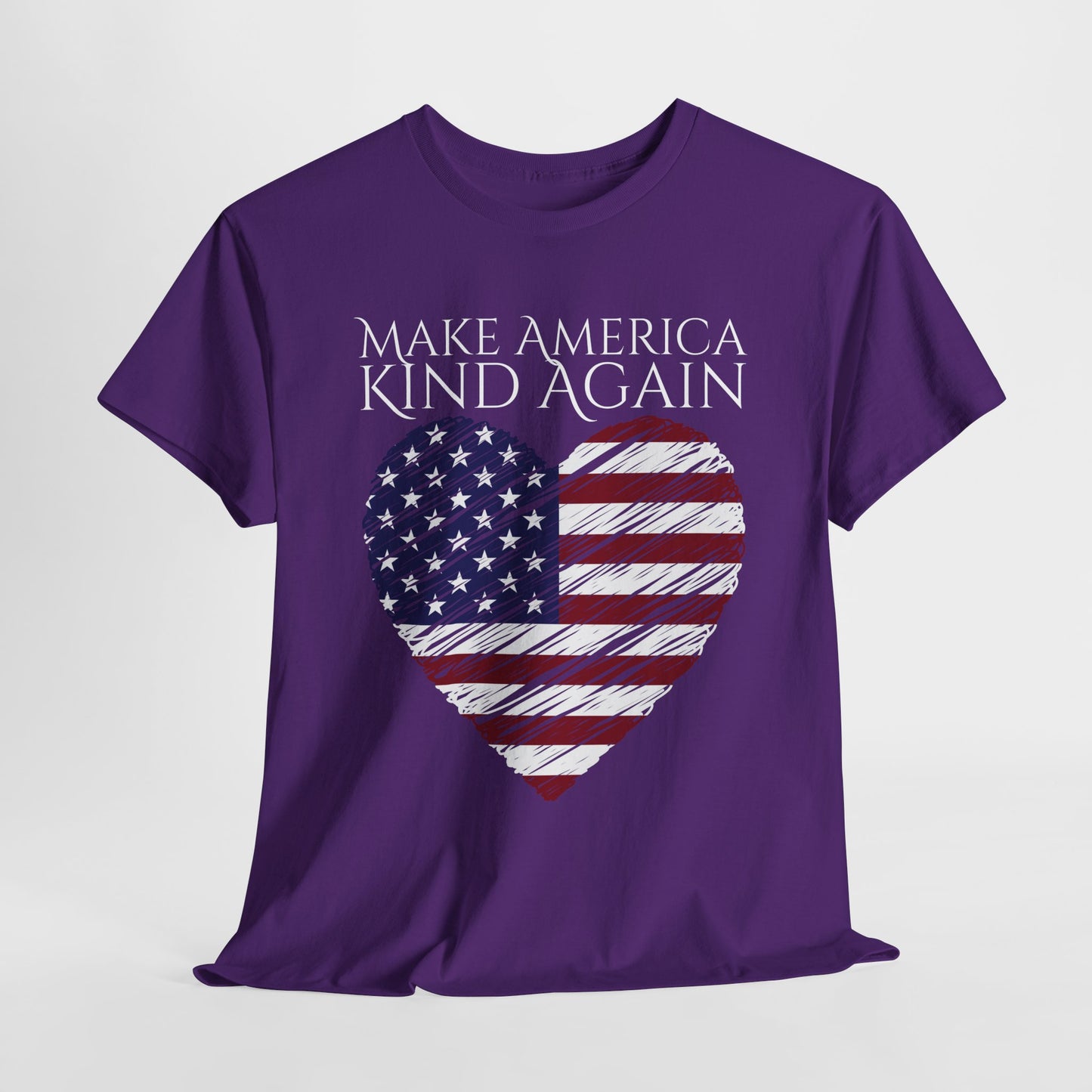 Make America Kind Again Unisex Heavy Cotton Tee - Patriotic Heart Design