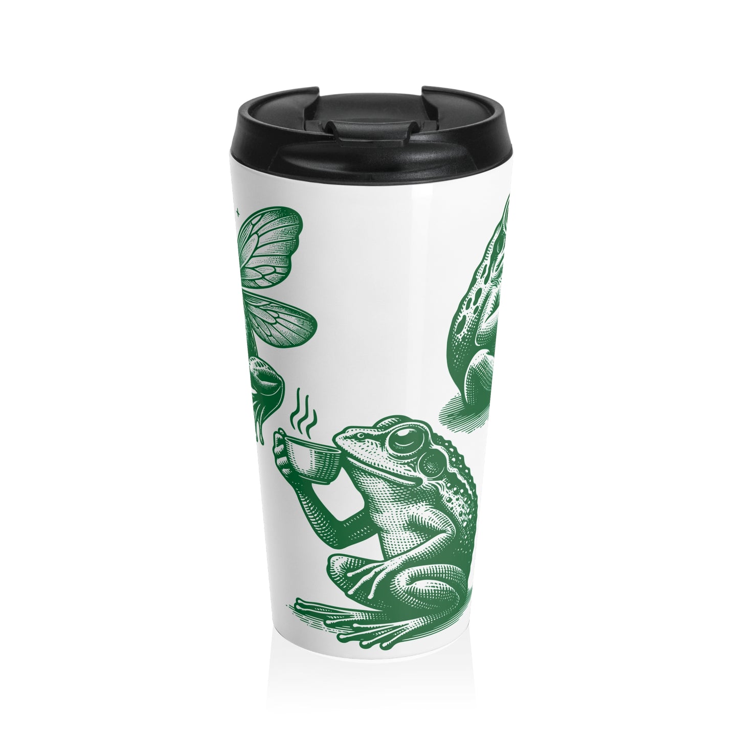 Green Frog Coffee Travel Mug — Stainless Steel Insulated Tumbler