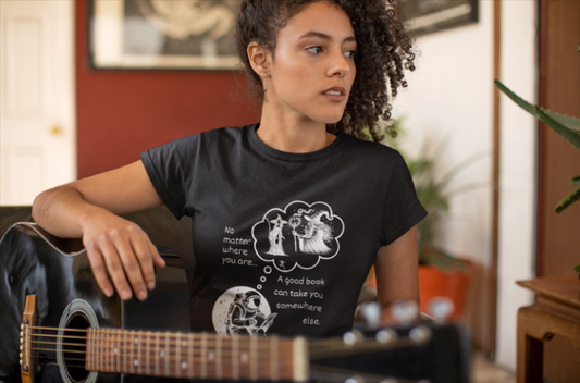 Book Lover Unisex Tee - 'No matter where you are, a good book can take you somewhere else'