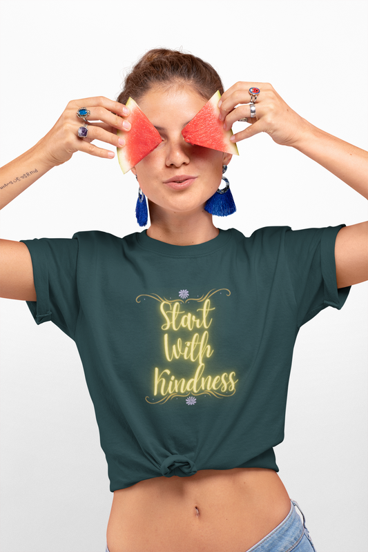 Start With Kindness Unisex Heavy Cotton Tee - Positive Quote T-Shirt
