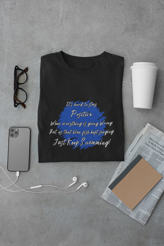 Inspirational Quote Tee - "Just Keep Swimming" Unisex Heavy Cotton T-Shirt