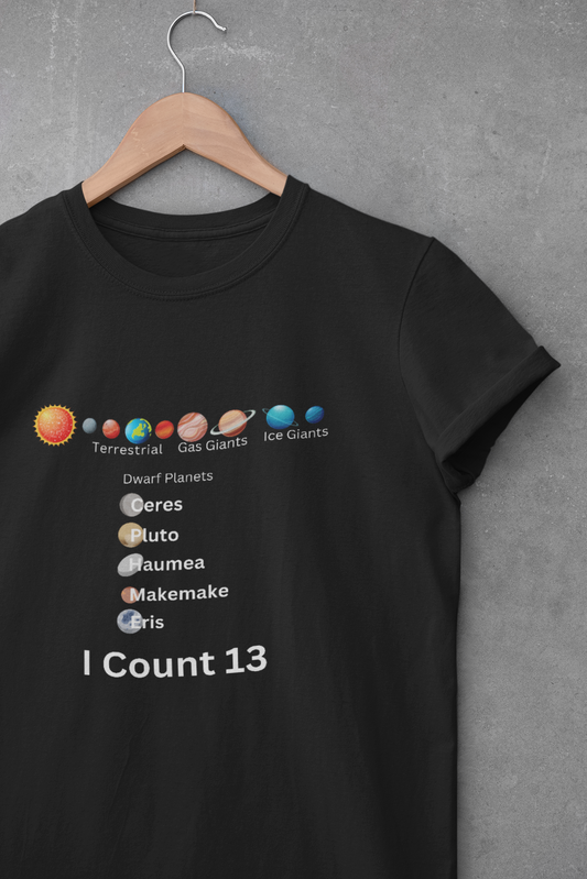 Unisex Heavy Cotton Tee - "I Count 13" Solar System Graphic Tee