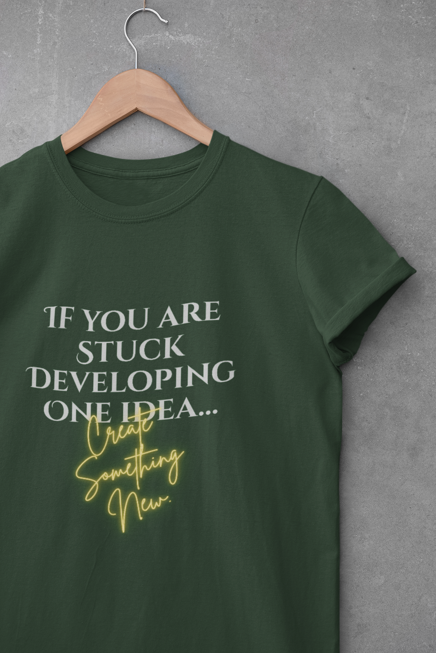Inspirational Quote Unisex Heavy Cotton Tee - 'If You Are Stuck Developing One Idea, Try Something New'
