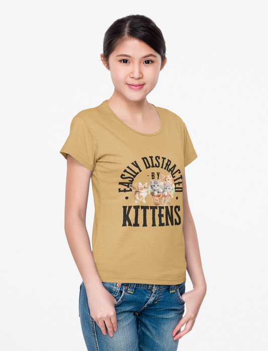 Easily Distracted by Kittens Unisex Heavy Cotton Tee - Cute Cat Design T-Shirt for Cat Lovers