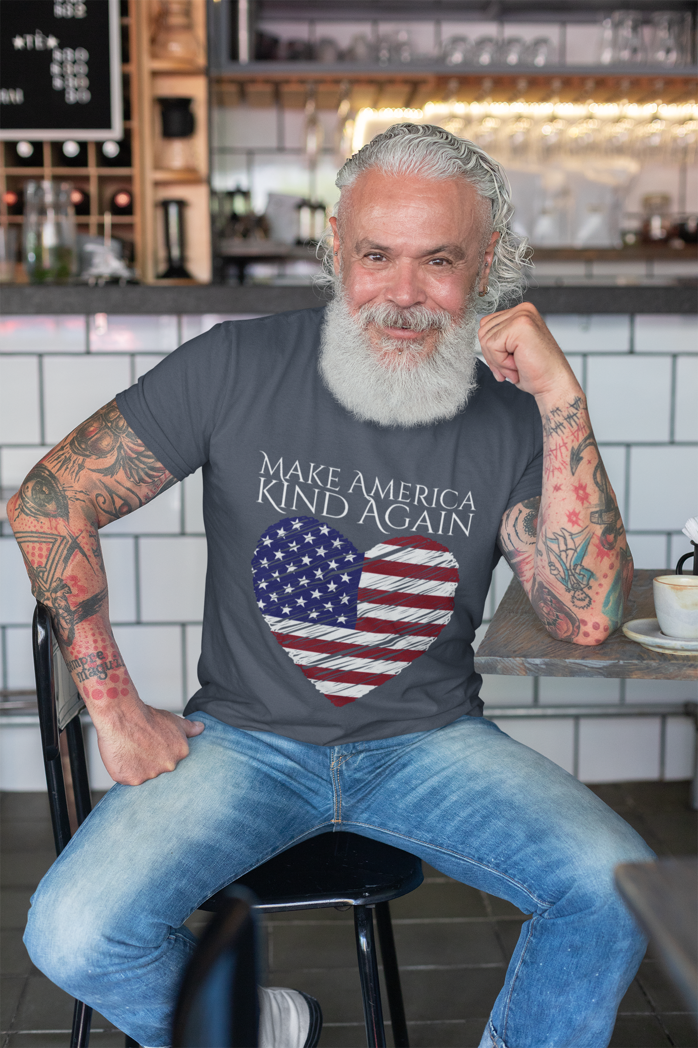 Make America Kind Again Unisex Heavy Cotton Tee - Patriotic Heart Design