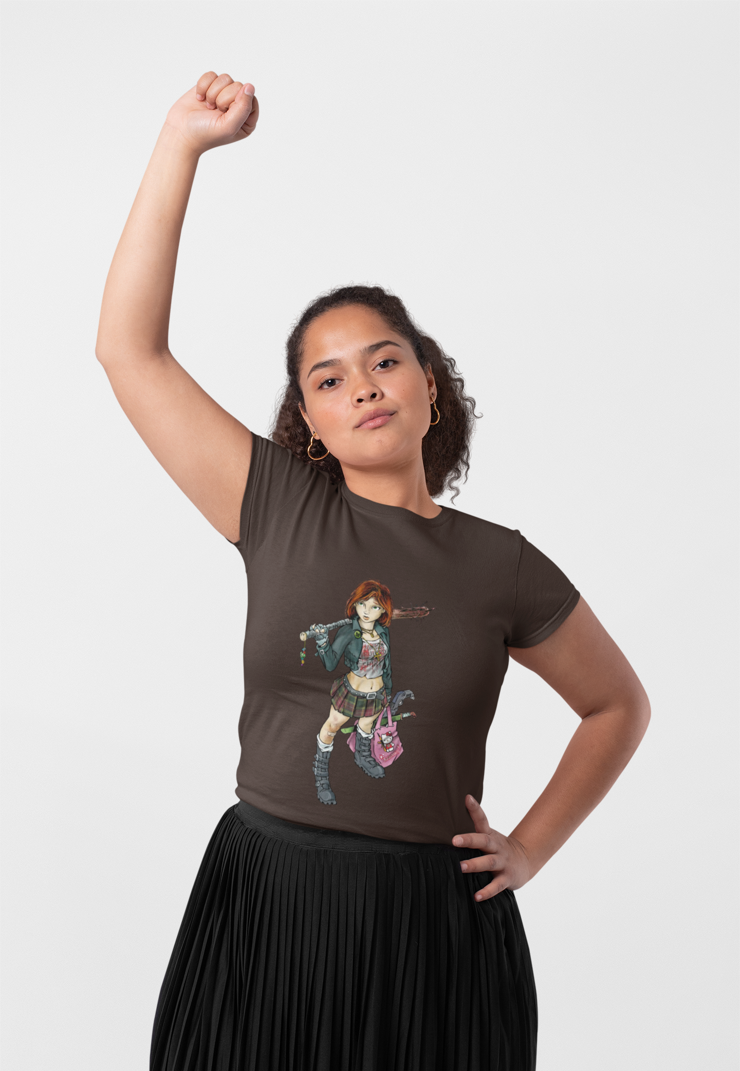 Punk Zombie Hunter Girl Illustration Shirt