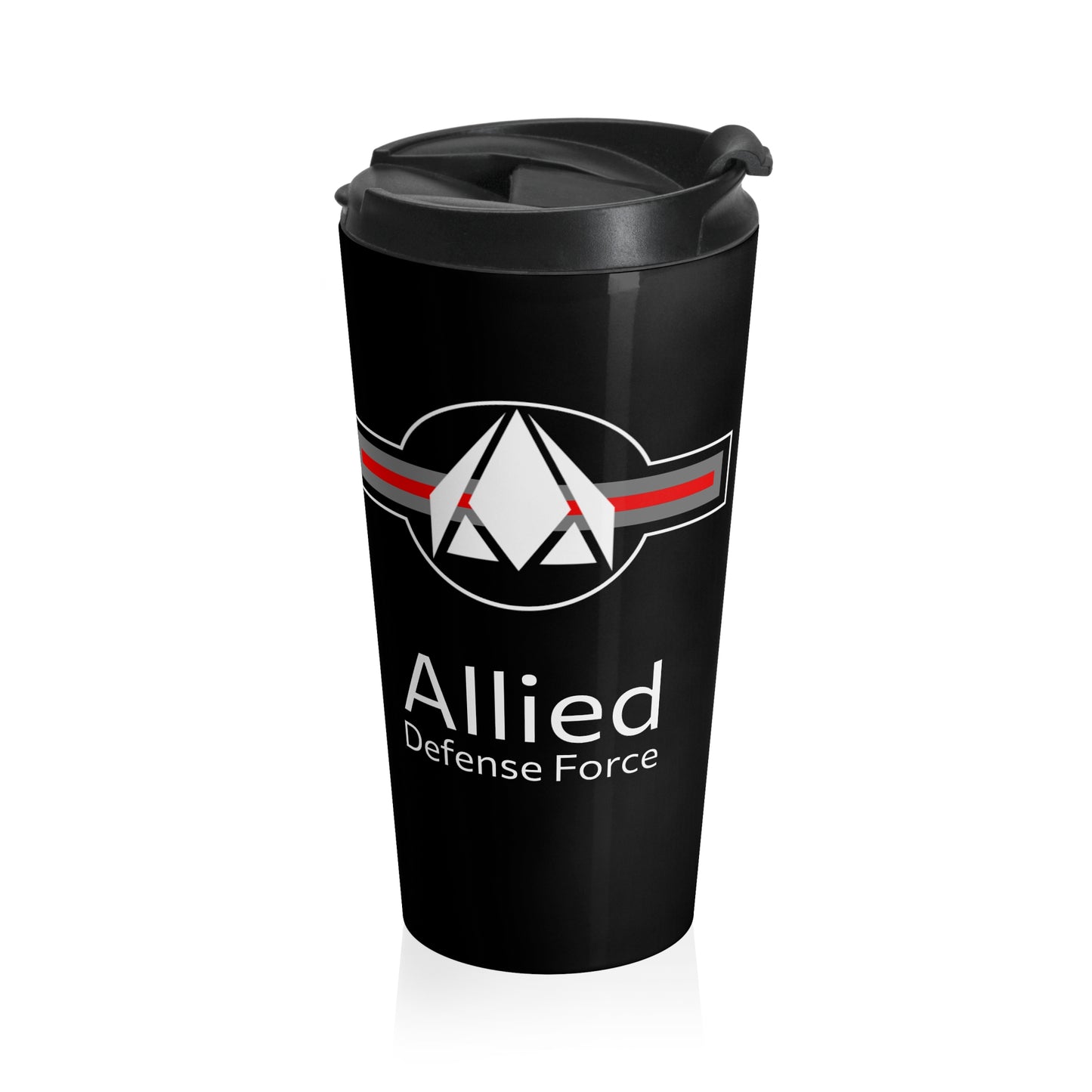 Automated Empire Black Stainless Steel Travel Mug — MerCorps and ADF Logos