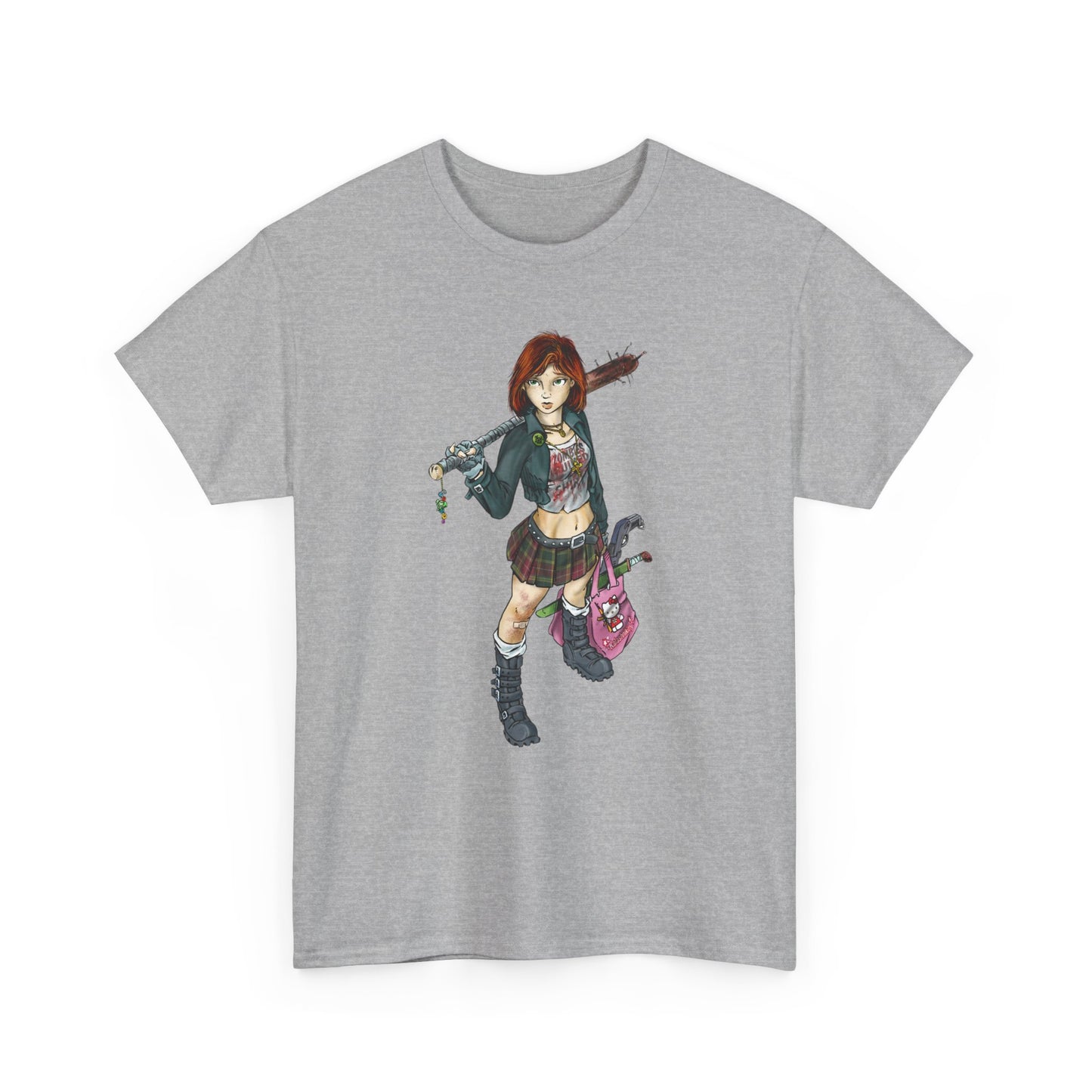 Punk Zombie Hunter Girl Illustration Shirt