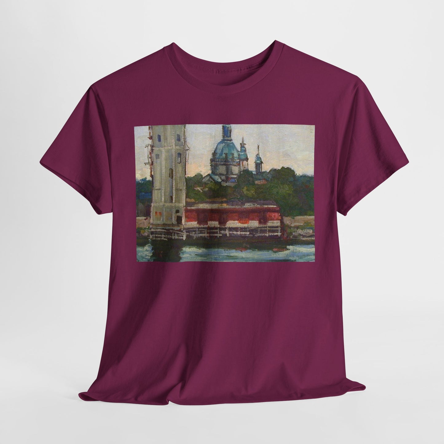 Artistic Unisex Heavy Cotton Tee - Vintage Inspired Scenic Design