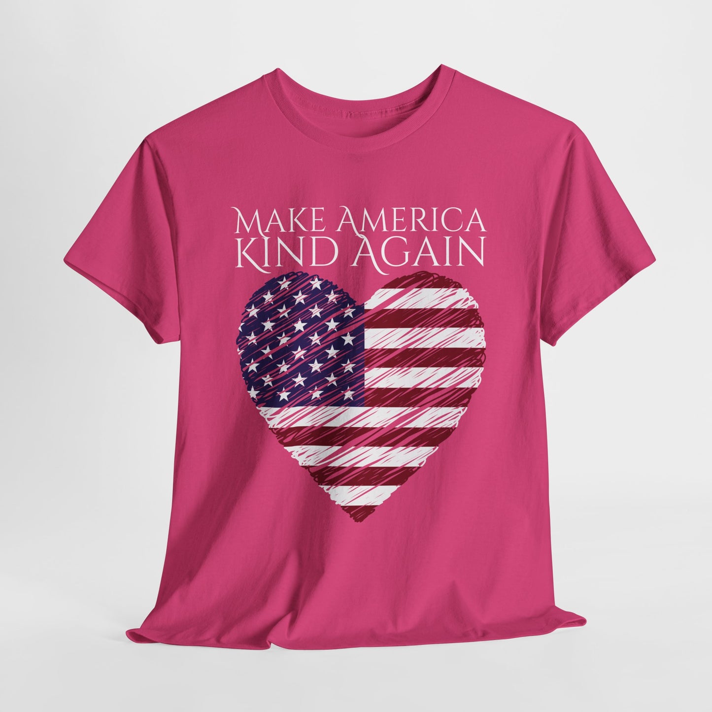 Make America Kind Again Unisex Heavy Cotton Tee - Patriotic Heart Design