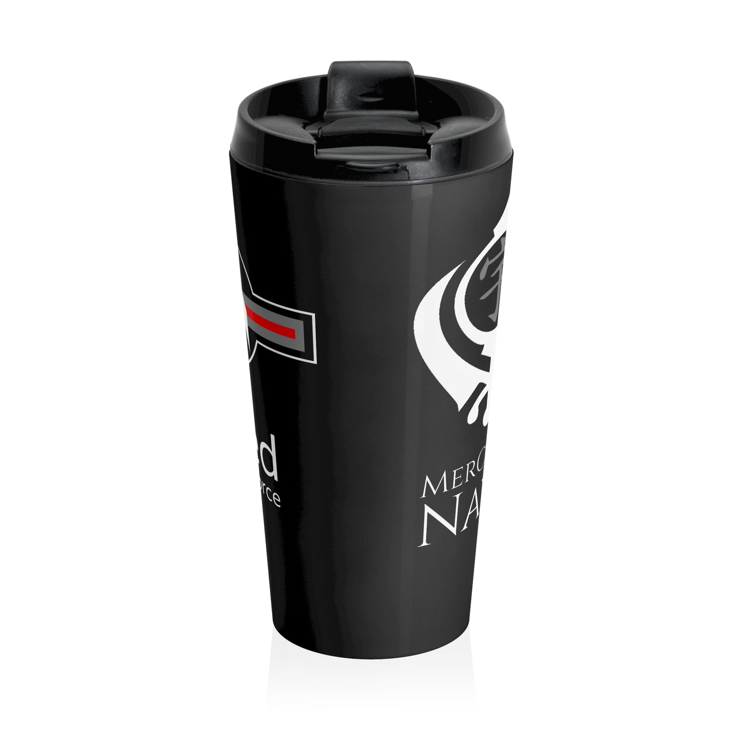 Automated Empire Black Stainless Steel Travel Mug — MerCorps and ADF Logos