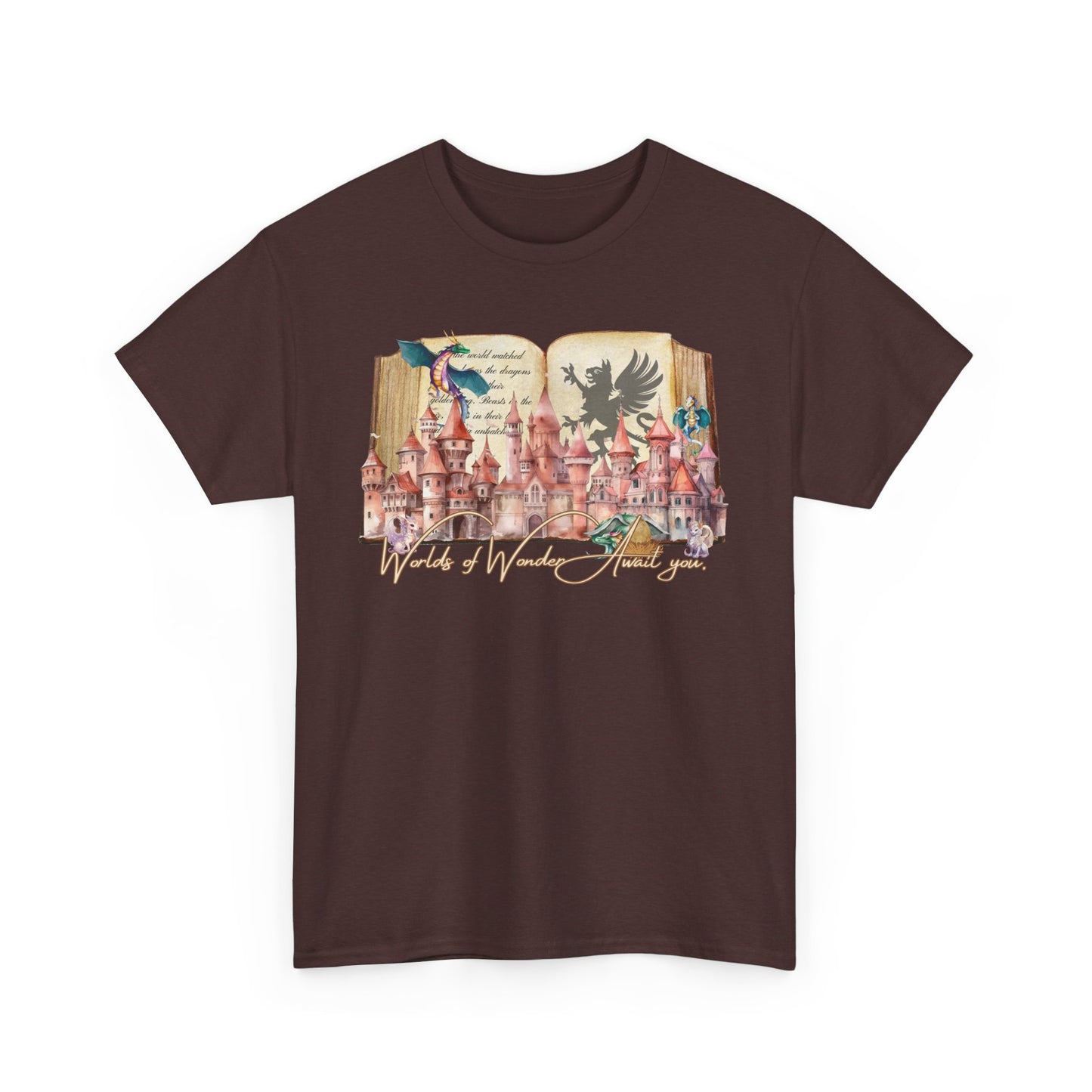 Magical Adventure Unisex Heavy Cotton Tee - Fantasy Castle & Creatures Design