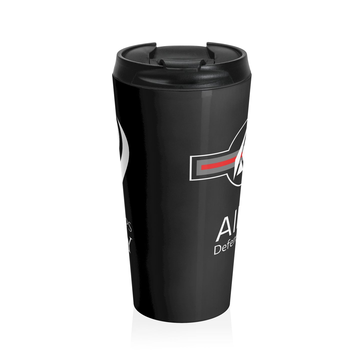 Automated Empire Black Stainless Steel Travel Mug — MerCorps and ADF Logos