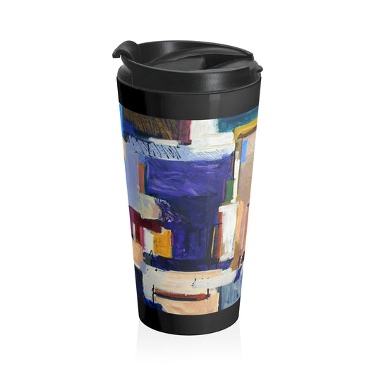 Abstract Cityscape Stainless Steel Travel Mug — Colorful Modern Art Design